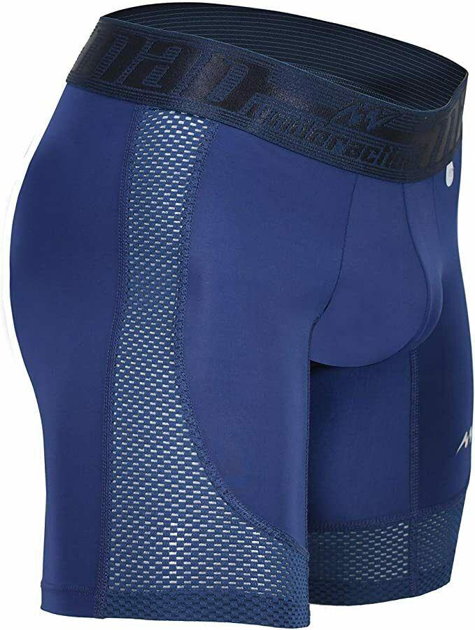 MAO USA Sport Boxer Compression Shorts Mid-Cut Stretchy Microfibre Navy 7021 3 - SexyMenUnderwear.com