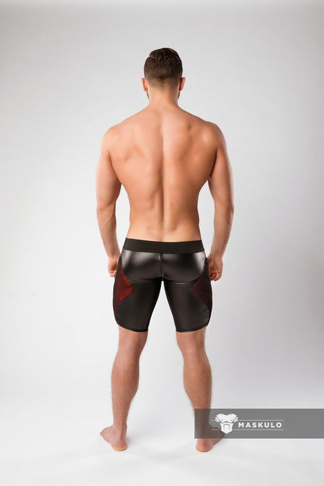 MASKULO Armored Color-Under Short Cycling Zipped Rear 3D Mesh Red SH062-10 34 - SexyMenUnderwear.com