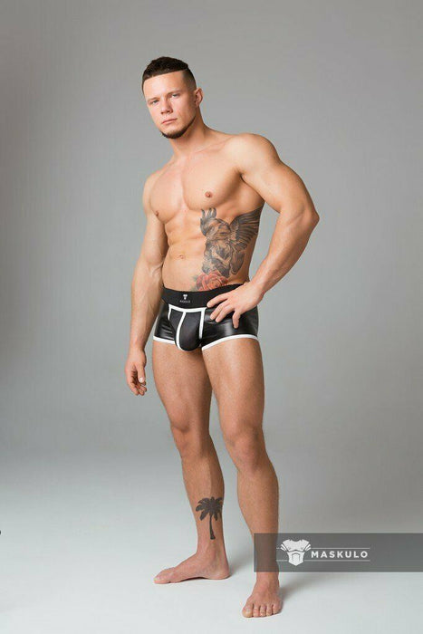 MASKULO Boxer Trunks Backless Youngero Neon White TR050-80 5 - SexyMenUnderwear.com