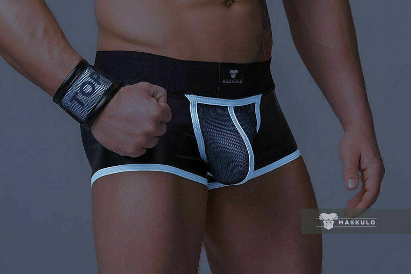 MASKULO Boxer Trunks Youngero Mesh Codpiece Regular Rear White TR051-80 20 - SexyMenUnderwear.com