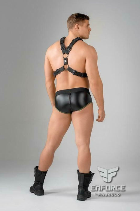 MASKULO Brief Enforce Slip Zippered Undergear Rubber look Black BR132 10 - SexyMenUnderwear.com