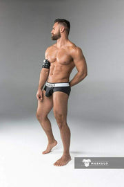 MASKULO Briefs Armored Zippered Detachable Brief Rubber Look BR12-90 3 - SexyMenUnderwear.com