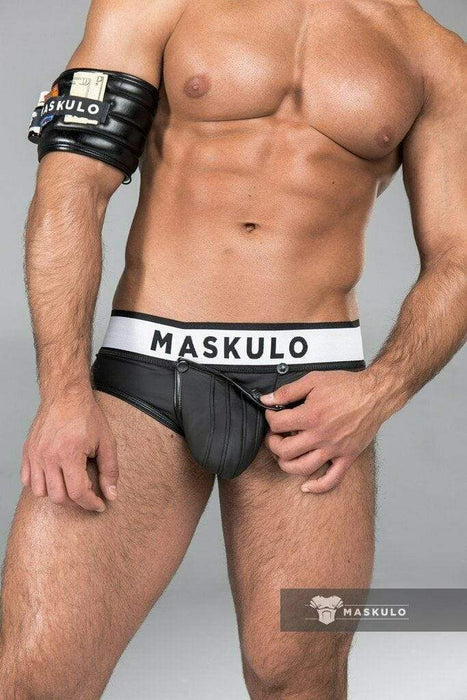 MASKULO Briefs Armored Zippered Detachable Brief Rubber Look BR12-90 3 - SexyMenUnderwear.com