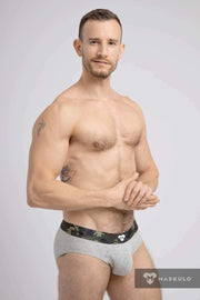 MASKULO Briefs Soft Silky Elastic Band Military Brief Grey BR160-93 24 - SexyMenUnderwear.com
