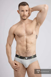 MASKULO Briefs Soft Silky Elastic Band Military Brief Grey BR160-93 24 - SexyMenUnderwear.com
