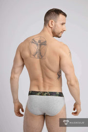 MASKULO Briefs Soft Silky Elastic Band Military Brief Grey BR160-93 24 - SexyMenUnderwear.com