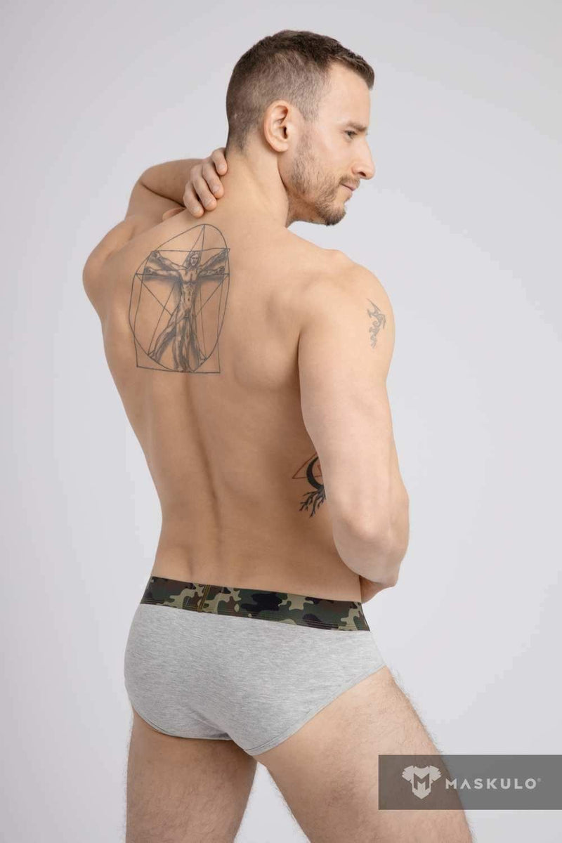 MASKULO Briefs Soft Silky Elastic Band Military Brief Grey BR160-93 24 - SexyMenUnderwear.com