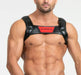 MASKULO Harness Bulldog 3D Rubber Logo Ring Snaps Leatherette Piping HR200-10 31 - SexyMenUnderwear.com