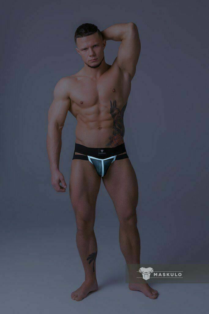 MASKULO Jock 2 Layer 3D Mesh Jockstraps Neon-White JS050-80 12 - SexyMenUnderwear.com