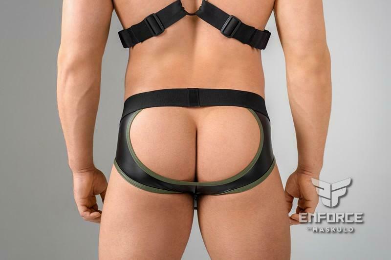 MASKULO Jock Enforce Shot Belt Codpiece Leather-Look Jockstrap BR130 15 - SexyMenUnderwear.com
