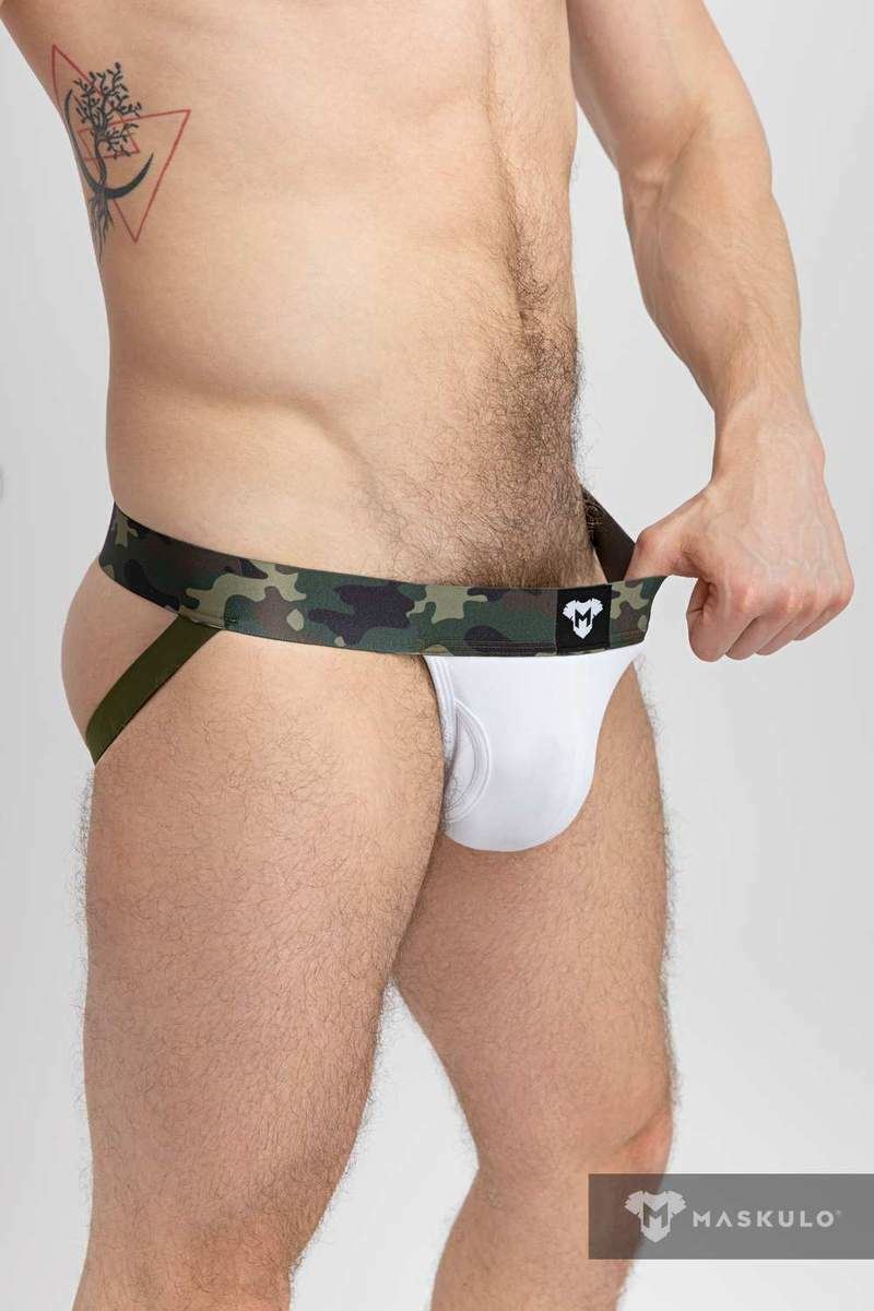 MASKULO Jock Military Cotton Jockstraps White JS160-80 16 - SexyMenUnderwear.com