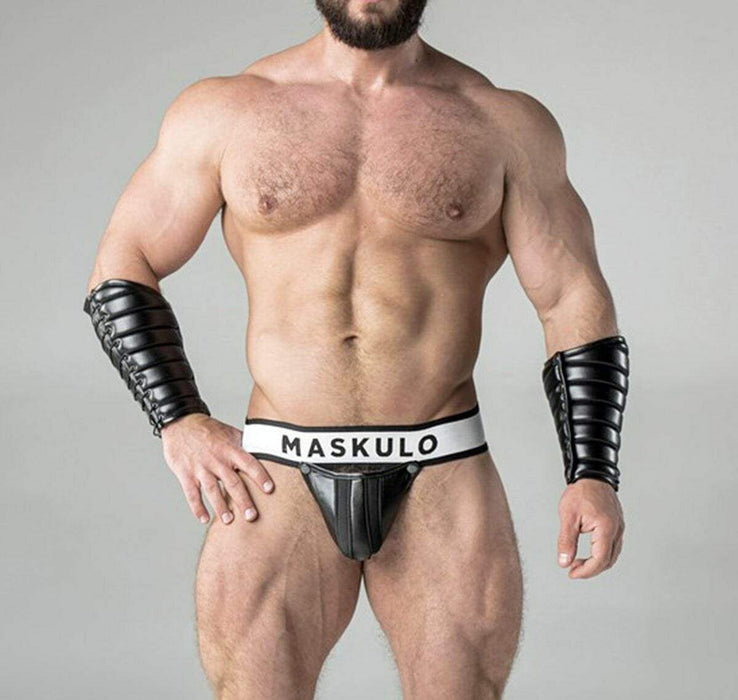MASKULO Jockstrap Armored Fetish Men Jocks Detachable-Codpiece Black JS10-90 14 - SexyMenUnderwear.com