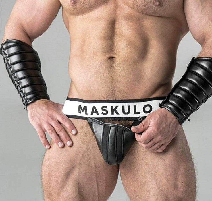 MASKULO Jockstrap Armored Fetish Men Jocks Detachable-Codpiece Black JS10-90 14 - SexyMenUnderwear.com