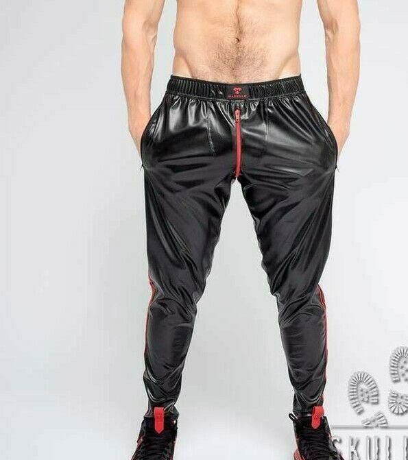 Shiny Nylon Pants MASKULO Skulla Socker Lightweight Red Pant PN072