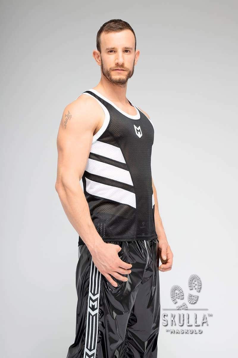 MASKULO Mesh Tank Top Skulla Sportswear Tanktop White TP071-80 29 - SexyMenUnderwear.com