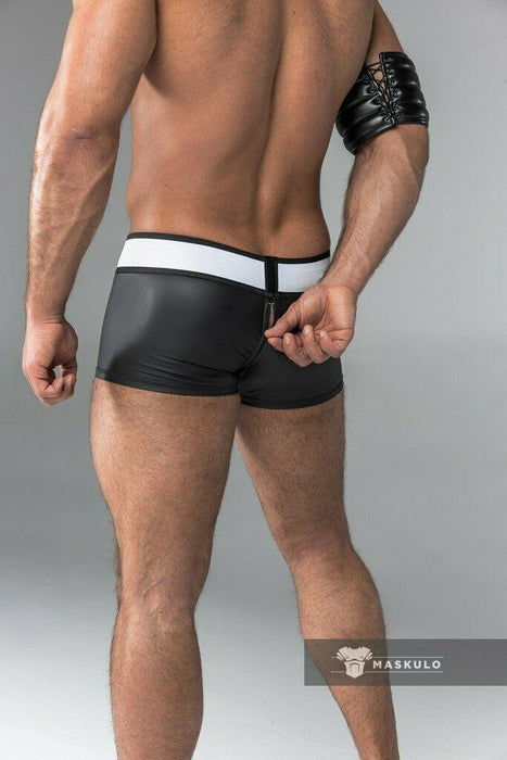 MASKULO Rubber Look Boxer Trunk Detachable Pouch Back Zipper Short TR22-90 22 - SexyMenUnderwear.com