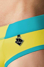 MASKULO Swim-Brief BeGuard Adjustable Swimwear SHARK Glow Yellow SW0806-31 32 - SexyMenUnderwear.com