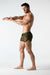 MASKULO Swim-Short BeGuard 3-Pockets Swimwear Foil Piping Olive SW0801-92 33 - SexyMenUnderwear.com
