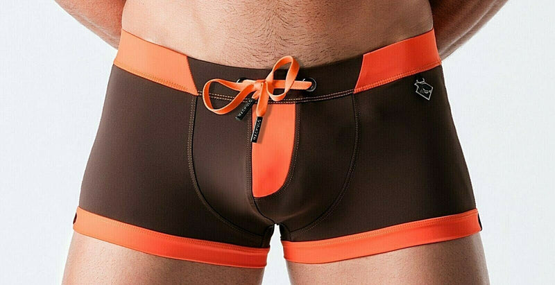 MASKULO Swim-Trunk SHARK Swimwear With Zip Front Imitation Coffee SW0805-91 32 - SexyMenUnderwear.com