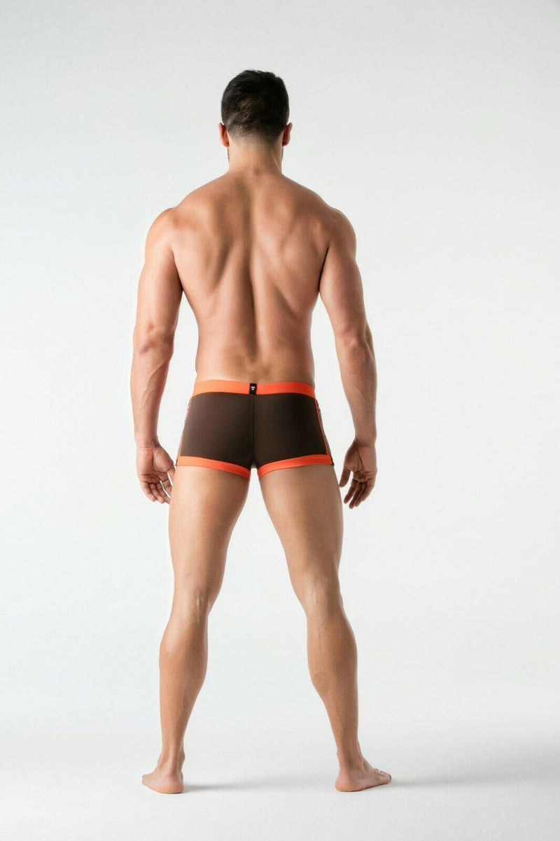 MASKULO Swim-Trunk SHARK Swimwear With Zip Front Imitation Coffee SW0805-91 32 - SexyMenUnderwear.com