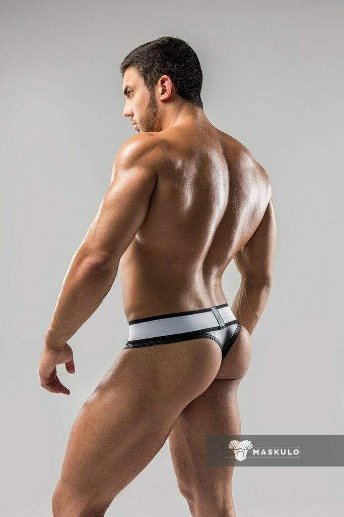MASKULO Thong Armored Detachable Codpiece Black Thongs TN10-90 3 - SexyMenUnderwear.com