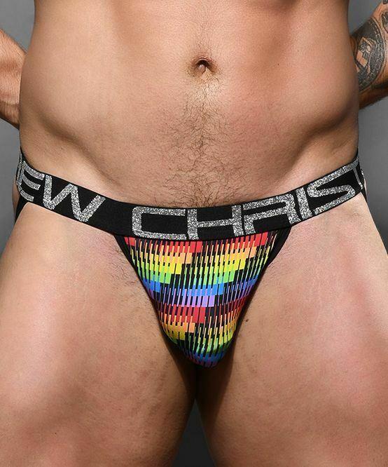 MEDIUM Andrew Cristian Disco Pride Jock Thong Rainbow Flag 91995 60 - SexyMenUnderwear.com