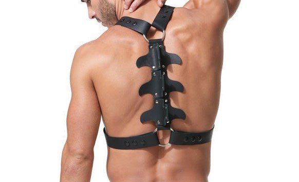 (2 Piece Set!) Gregg Homme Men's Frame Chest Harness & Thong 100% Real  Leather