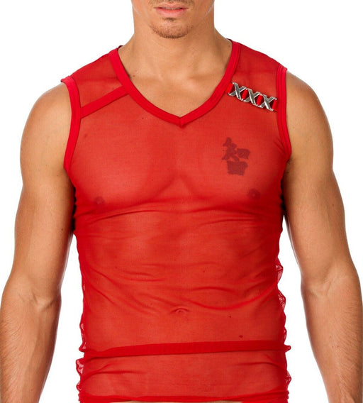 MEDIUM Gregg Homme Kit PIMP See-Thru Tank top + Briefs Red 96622-03 - SexyMenUnderwear.com