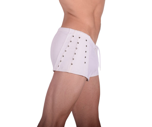 Medium Gregg Homme LURE Swim Boxer Leather-Look White 131105 139 - SexyMenUnderwear.com