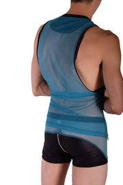 Medium Gregg Homme Reckless Zipper Tank Top and Boxer Black & Blue 140702 GT2 - SexyMenUnderwear.com