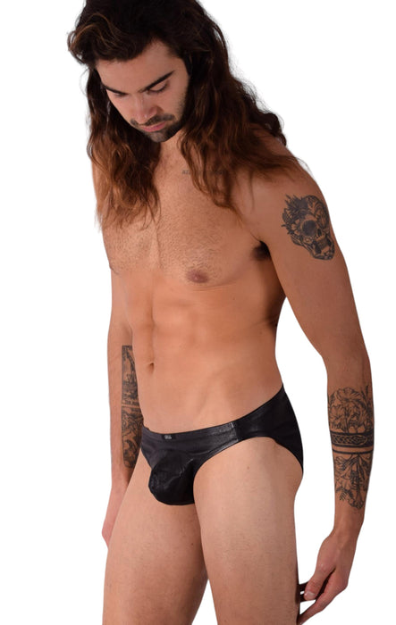 Medium Gregg Homme Stretch Italian Leather Briefs Black 262103 91 - SexyMenUnderwear.com