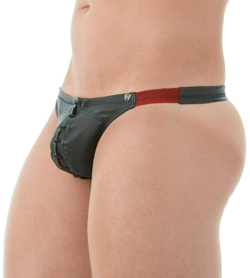 MEDIUM Gregg Homme Thong PLAYER Real Leather Red 143104 6 - SexyMenUnderwear.com