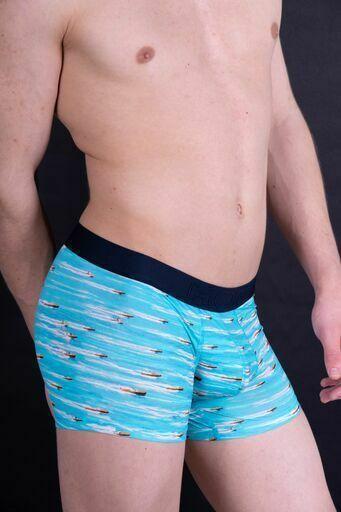 MEDIUM HOM Boxer Homme GEORGE Turquoise 1 - SexyMenUnderwear.com