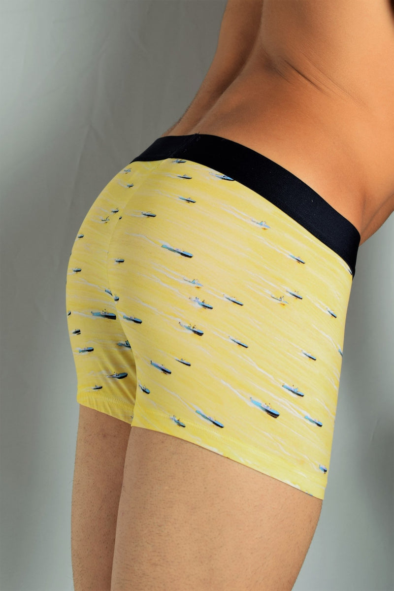 MEDIUM HOM Boxer Homme GEORGE Yellow - SexyMenUnderwear.com