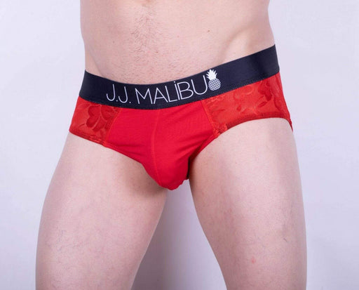 MEDIUM JJ Malibu Floral Love Brief Sexy Briefs Sensual Red 3 - SexyMenUnderwear.com