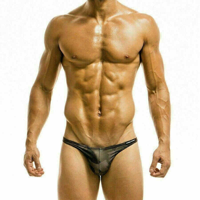 MEDIUM Modus Vivendi Swimwear Camo Low Cut Swim-Brief Khaki S1711 17 - SexyMenUnderwear.com