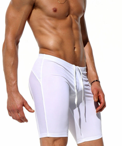 Medium RUFSKIN Cycle Shorts FIELD Premium Nylon Swooping Perforated Mesh White 33 - SexyMenUnderwear.com