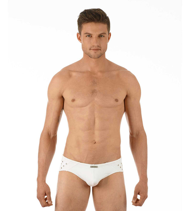 Medium Swimwear Gregg Homme LURE Swim-Brief Leather-Look White 131135 234