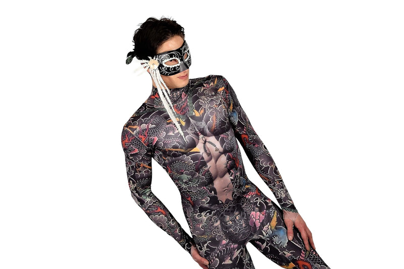 Men Stretchy 3D Effect Devilish Body suit  S/M 3111 2