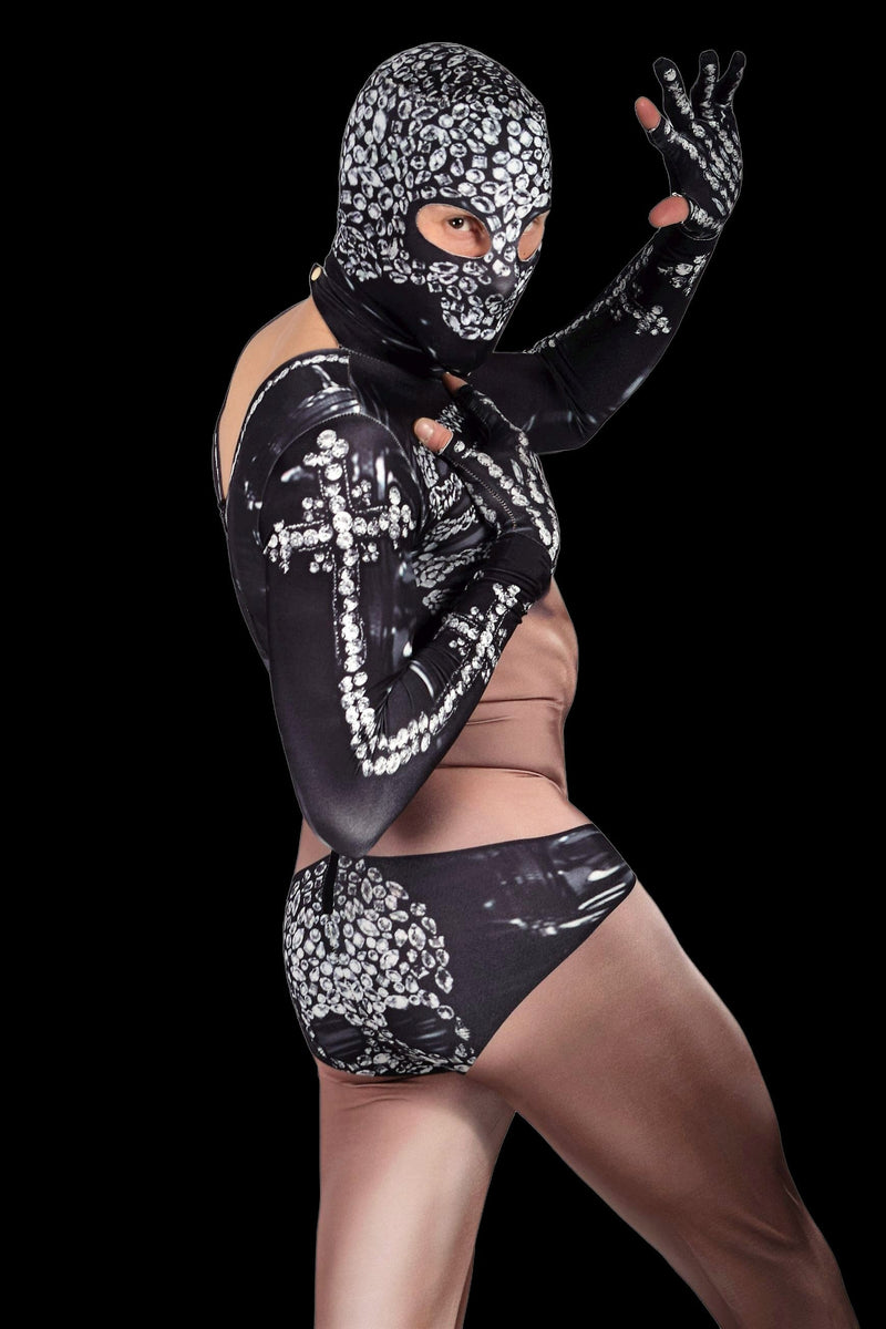 Men Stretchy Body Suit Hood and Touchscreen friendly gloves S/M 3106 2