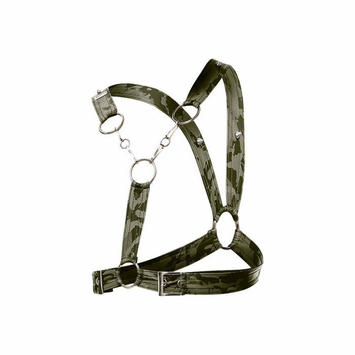 MOB DNGEON Eroticwear Cross Chain Harness O/S Army Green DMBL09 9