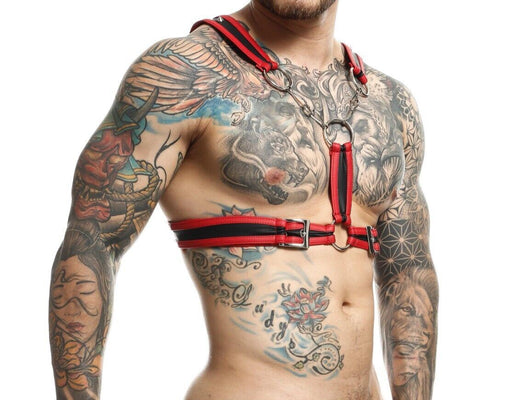 MOB DNGEON Eroticwear Cross Chain Harness Red Cherry O/S DMBL09 9