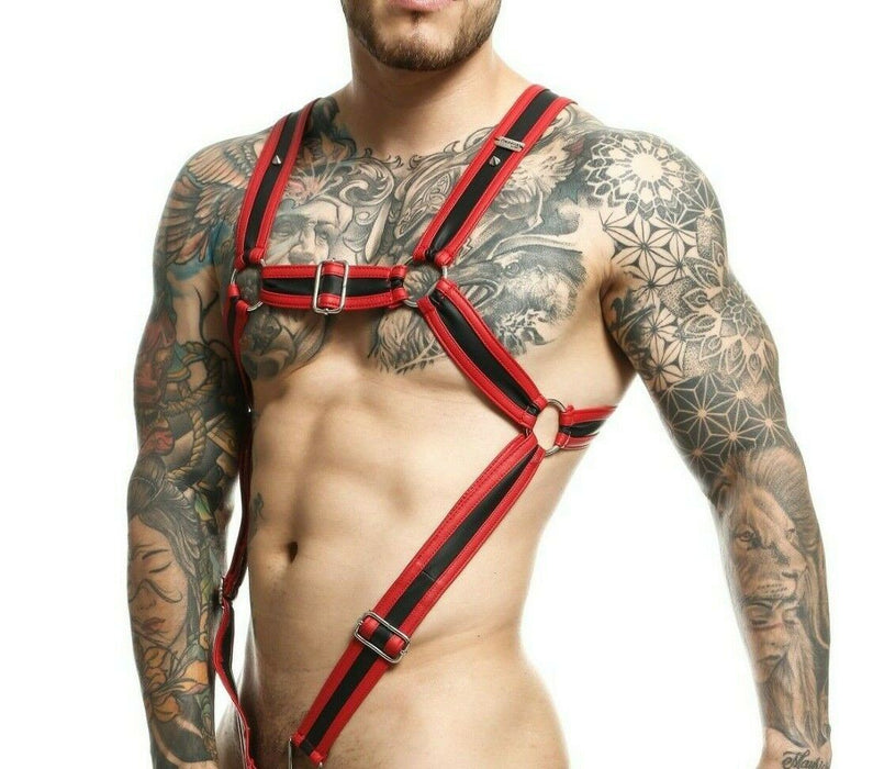 MOB DNGEON Harness Cross C-Ring Wide Strap Harness Fetish Red DMBL07 6