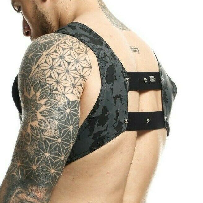 MOB DNGEON Harness Leather-Look CropTop With C-Ring Harness Midnight DMBL08 7