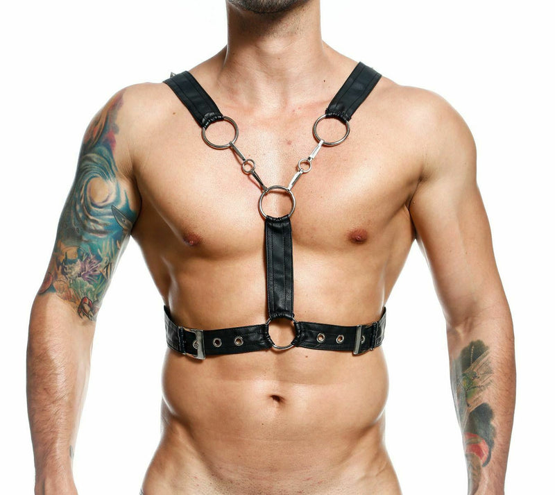 MOB Eroticwear Dungeon Cross Chain Harness One Size DMBL09 9 - SexyMenUnderwear.com