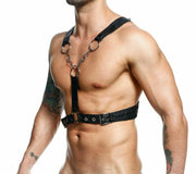 MOB Eroticwear Dungeon Cross Chain Harness One Size DMBL09 9 - SexyMenUnderwear.com
