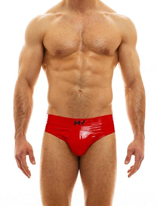 MODUS VIVENDI Bottomless Viral Vinyl Combo Jockstrap Red 08014 - SexyMenUnderwear.com