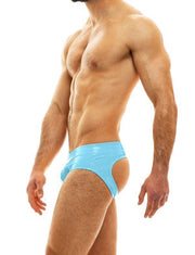 MODUS VIVENDI Bottomless Viral Vinyl Jockstrap Combo Light Blue 08014 - SexyMenUnderwear.com
