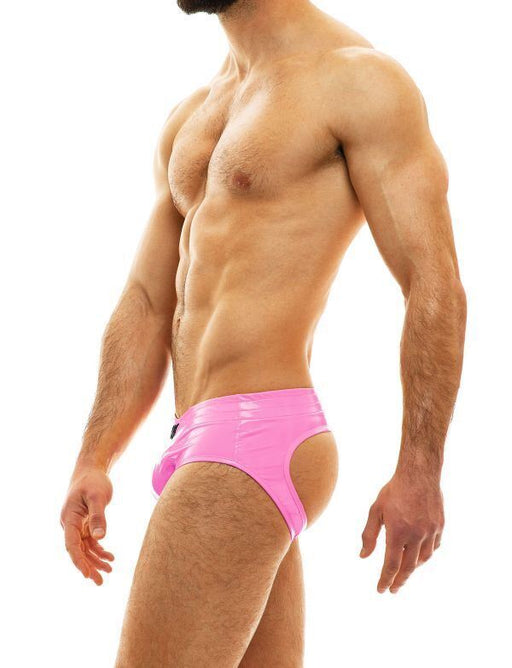 MODUS VIVENDI Bottomless Viral Vinyl Jockstrap Combo Neon Pink 08014 - SexyMenUnderwear.com