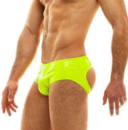 MODUS VIVENDI Bottomless Viral Vinyl Jockstrap Combo Neon Yellow 08014 - SexyMenUnderwear.com